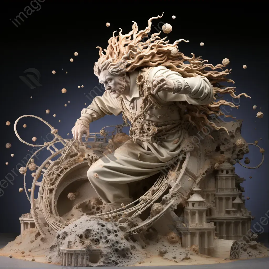 Clay sculpture of a celestial being casting cosmic dust - Image 3