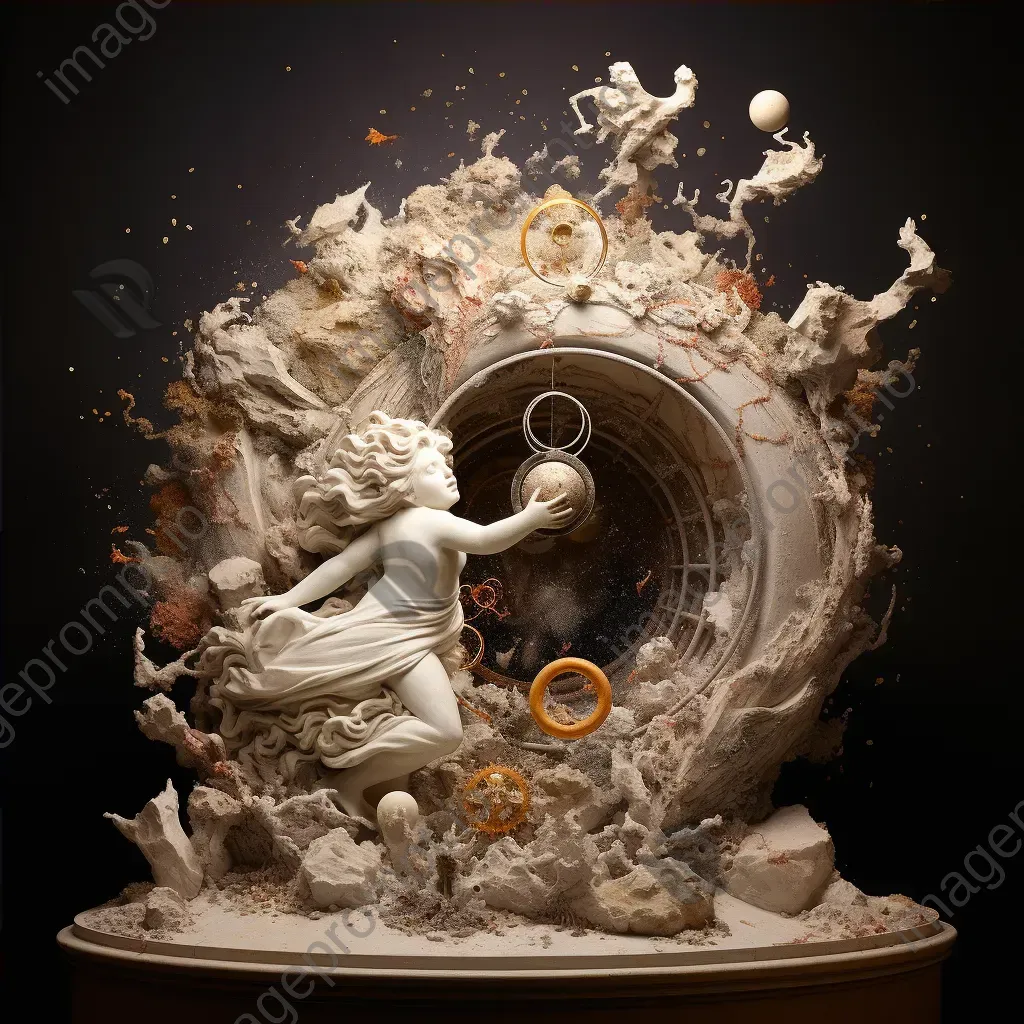 Clay sculpture of a celestial being casting cosmic dust - Image 4