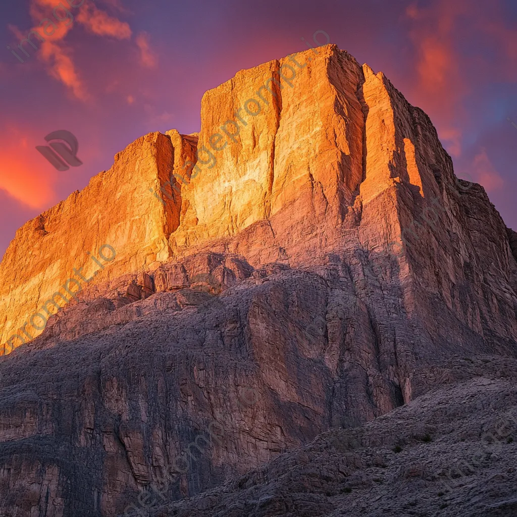 Dramatic mountain rock face during sunset with vibrant colors. - Image 3