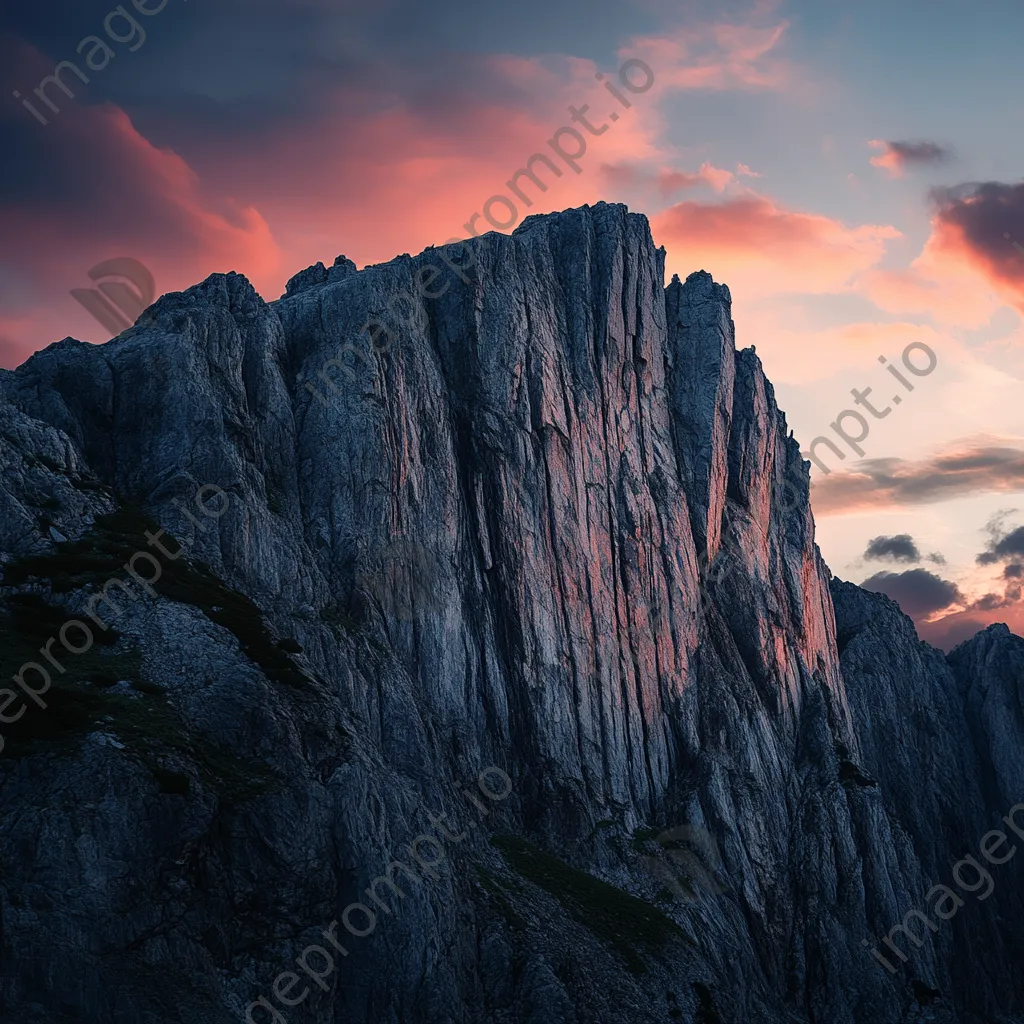 Dramatic mountain rock face during sunset with vibrant colors. - Image 4