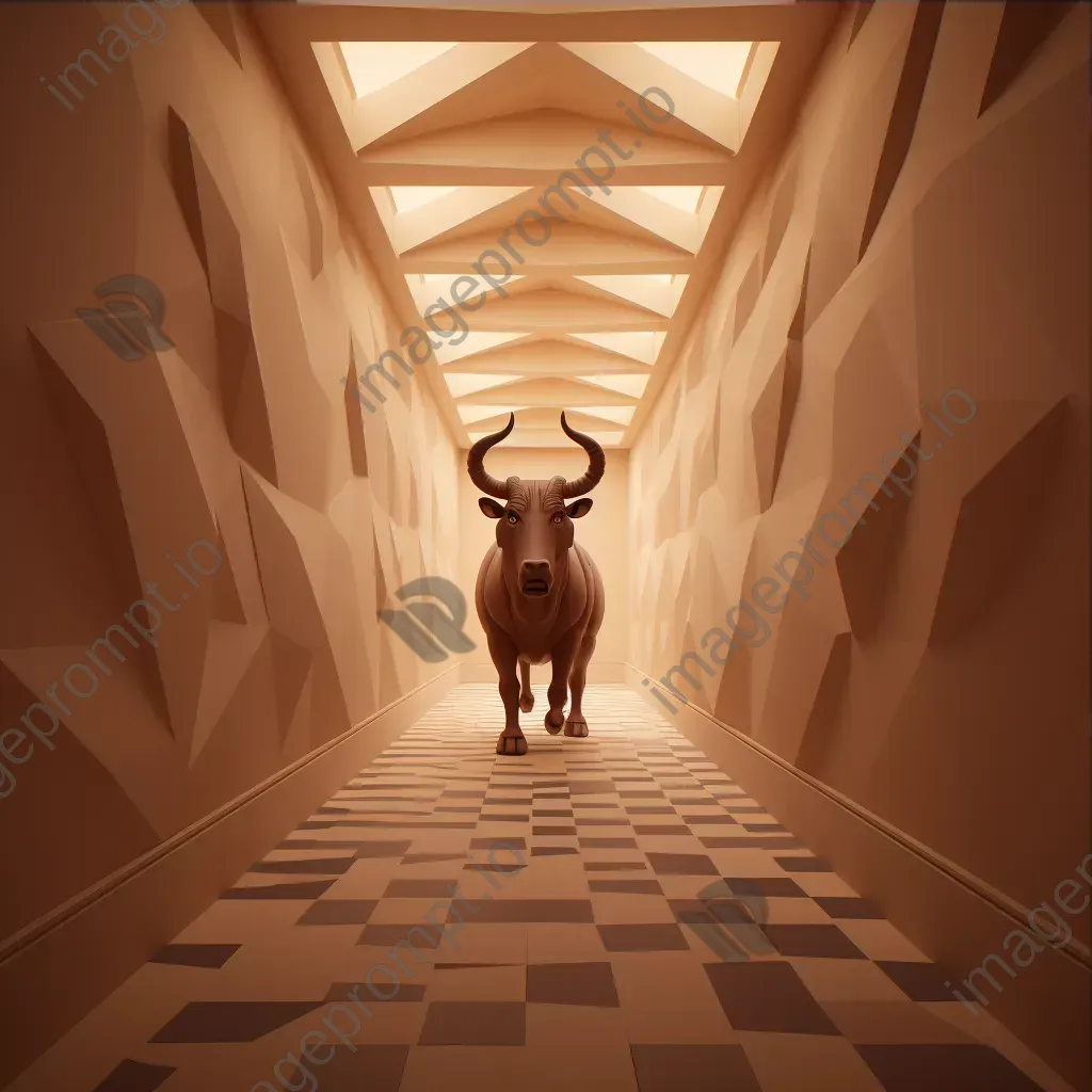 Low poly Minotaur lurking within obscure labyrinth corridors - Image 3