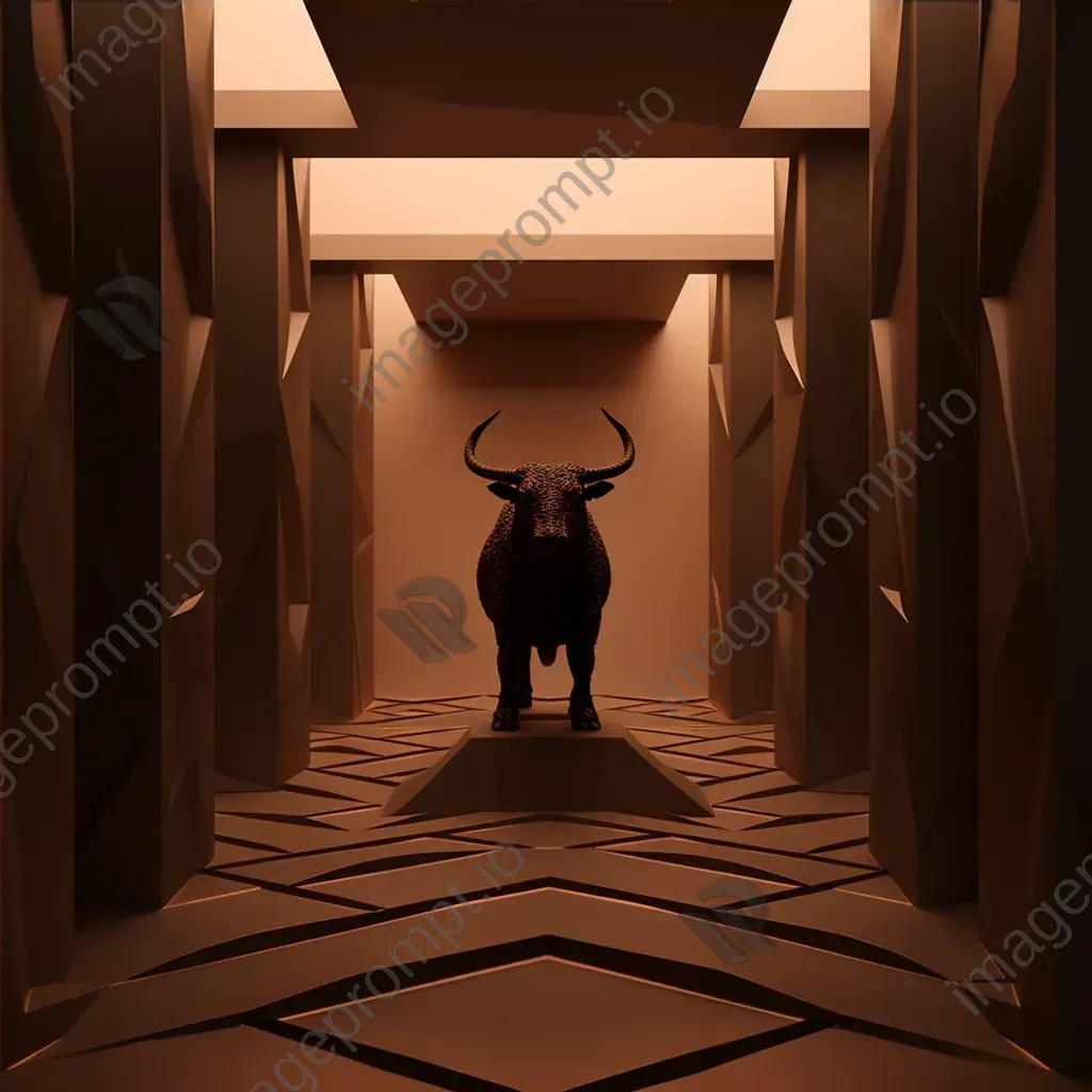 Low poly Minotaur lurking within obscure labyrinth corridors - Image 4