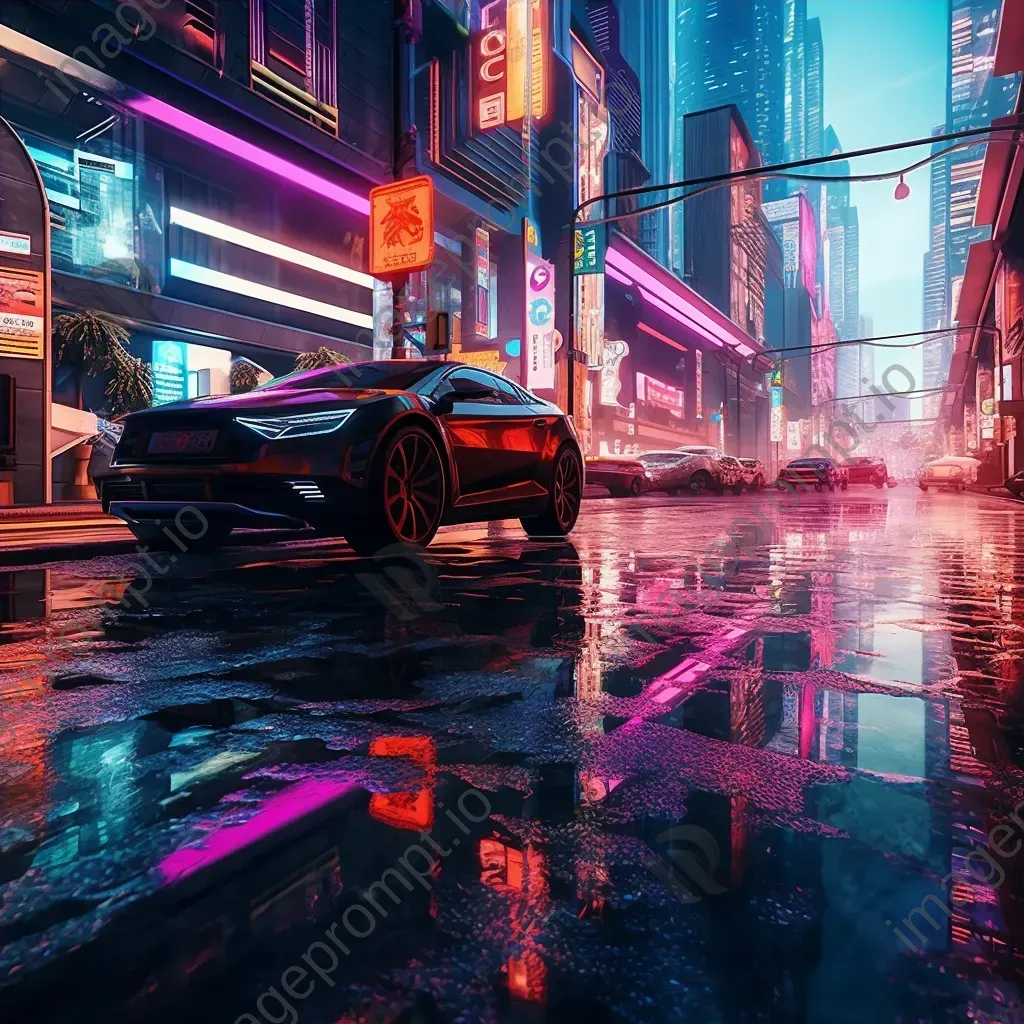 Cyberpunk cityscape with neon lights and flying cars - Image 4