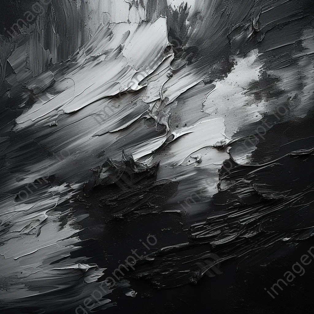 Gray and black paint strokes on canvas - Image 1