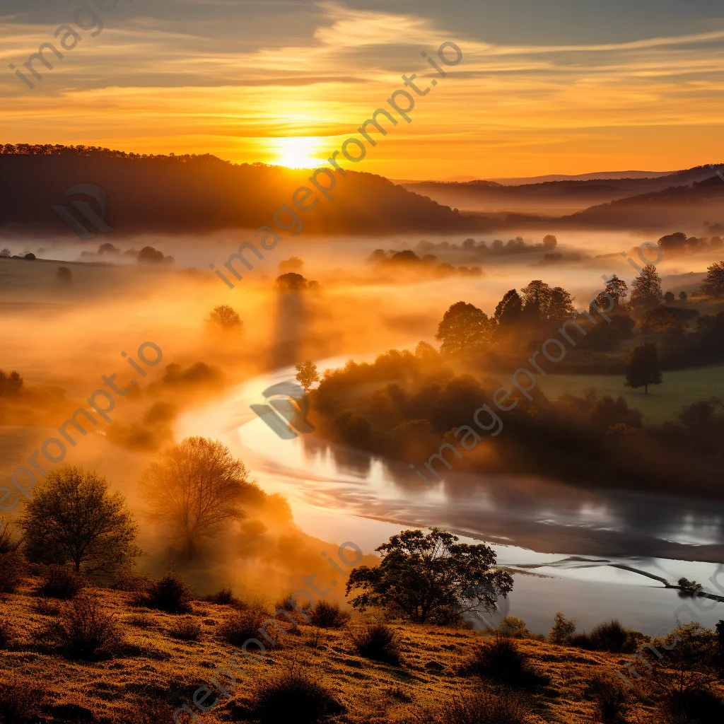 Sunrise illuminating a misty valley - Image 2