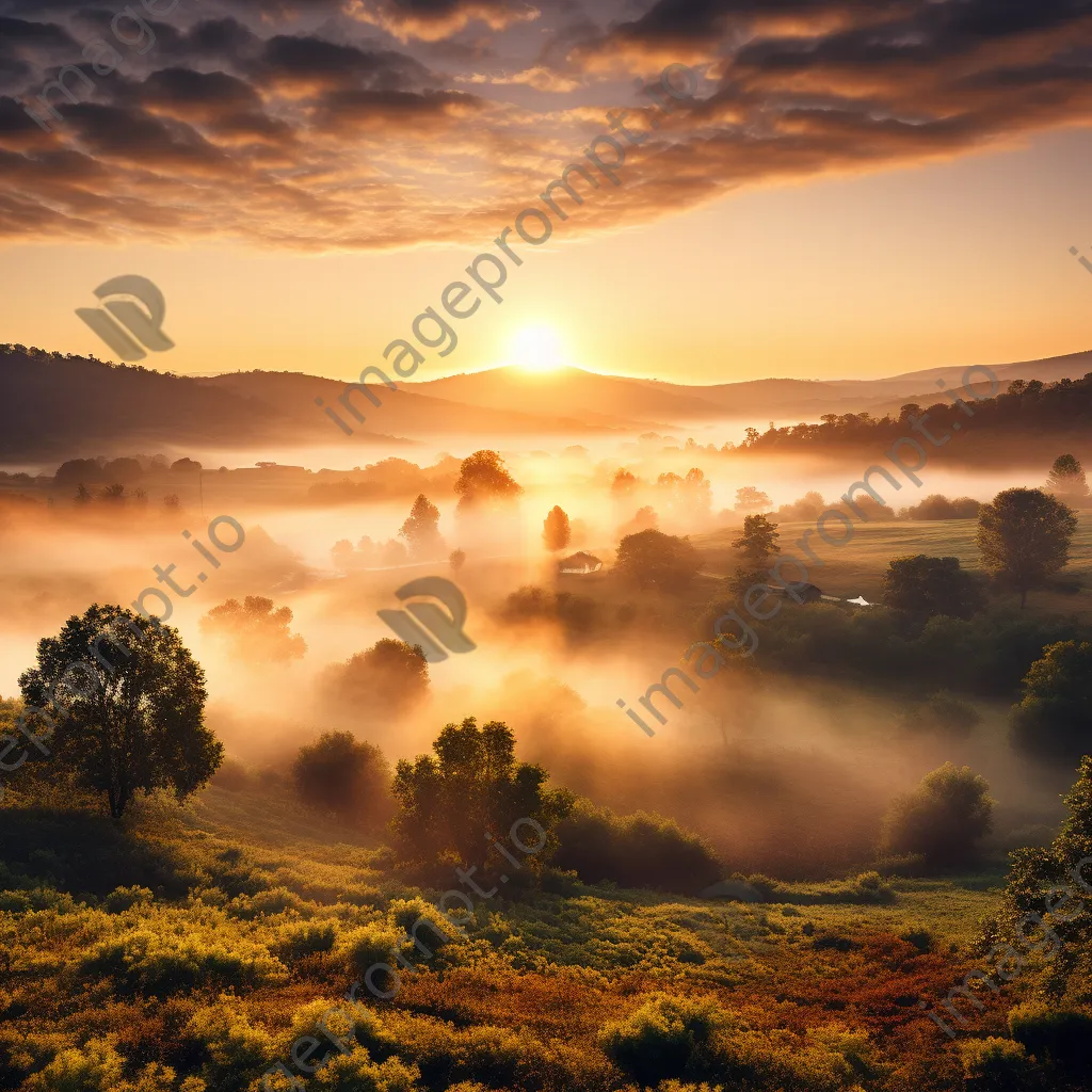 Sunrise illuminating a misty valley - Image 3