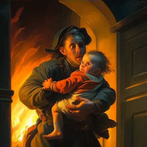 Firefighter saving child from fire in image prompt - Image 4