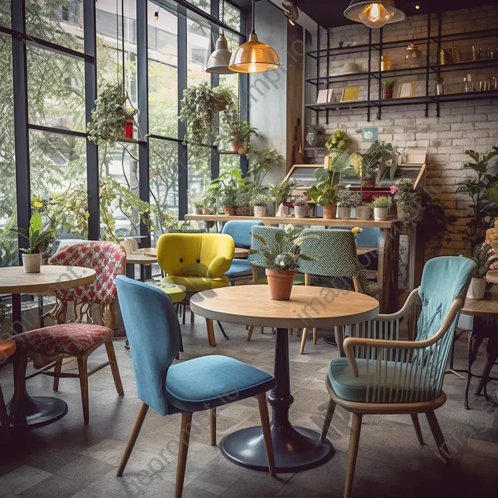 Cafe interior with mismatched furniture on Canon EOS 5D Mark IV - Image 1