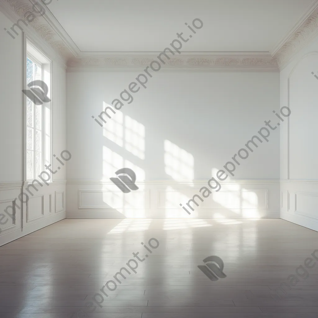 Empty white room with light streaming through a window - Image 1