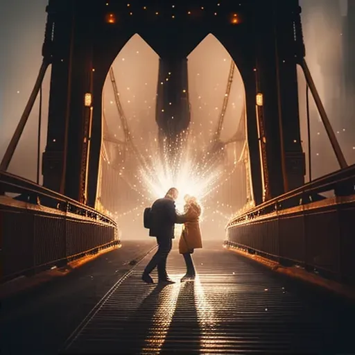 Image of a surprise proposal on a city bridge with twinkling lights - Image 2