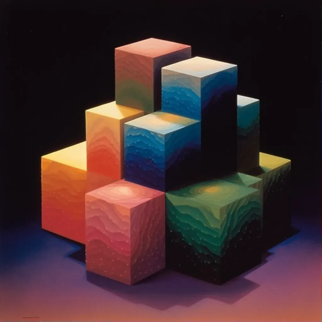 Overlapping cubes design in various colors creating 3D effect - Image 1