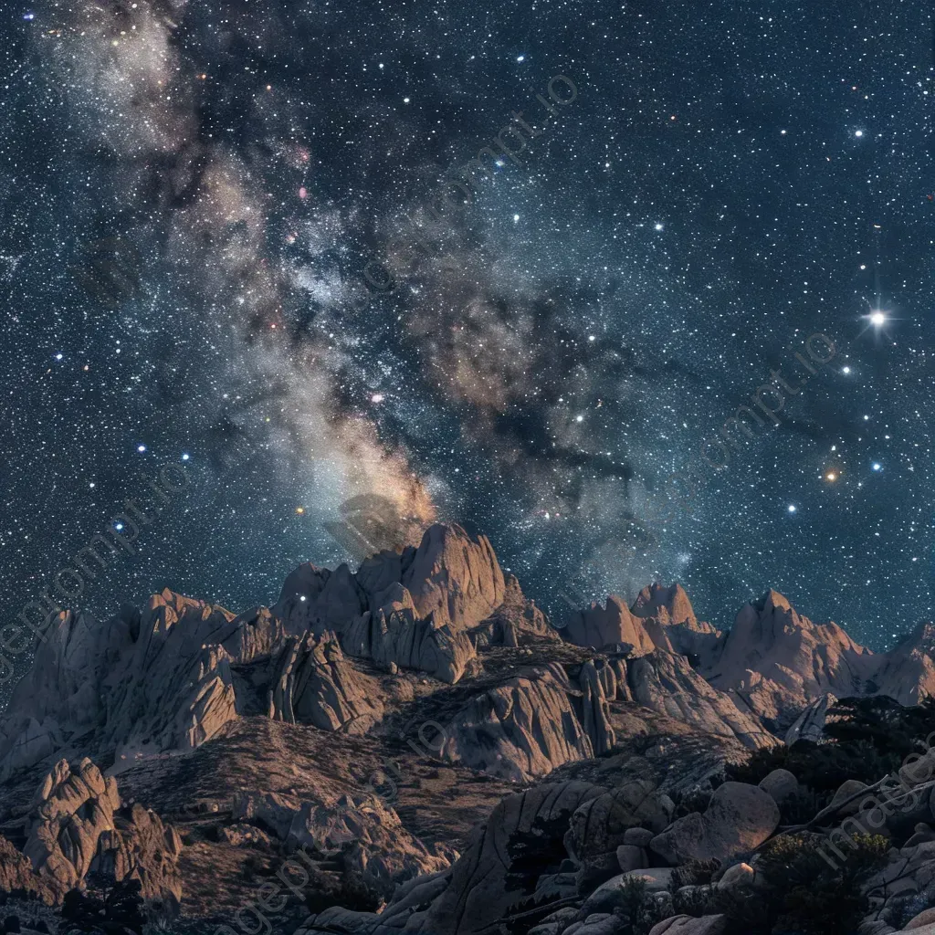 Gemini constellation over mountain range at night - Image 1