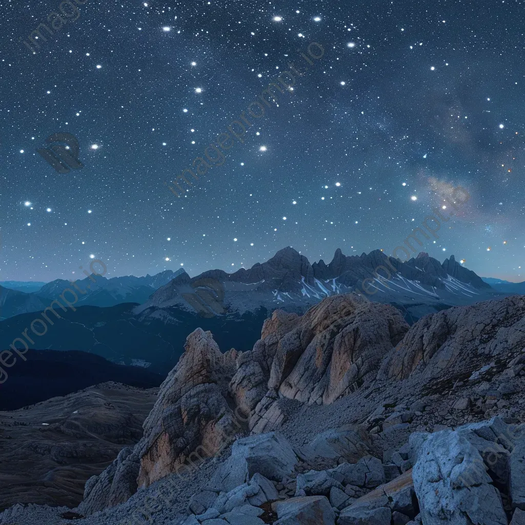 Gemini constellation over mountain range at night - Image 2