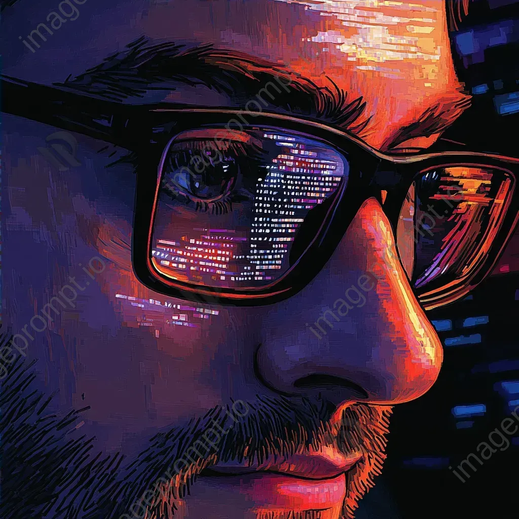 Programmer in pixel art style with reflected code in glasses - Image 4