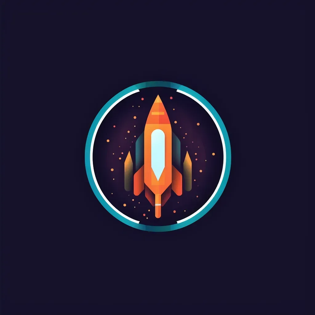 Modern and innovative rocket icon health tech logo in blue and orange colors - Image 2