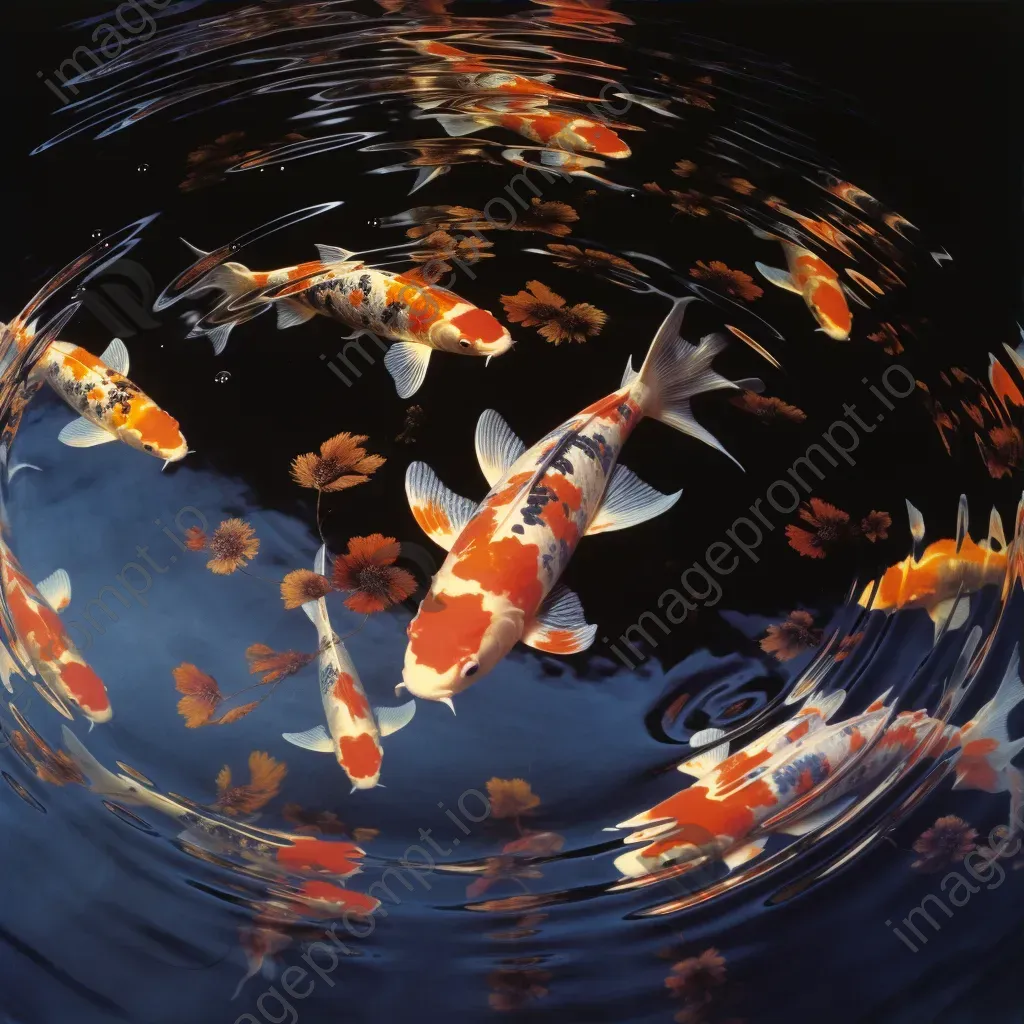 Colorful koi fish swimming in a serene pond - Image 3