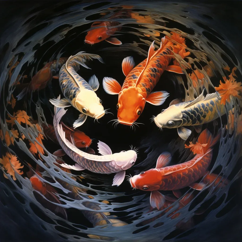 Colorful Koi Fish Swimming in a Serene Pond