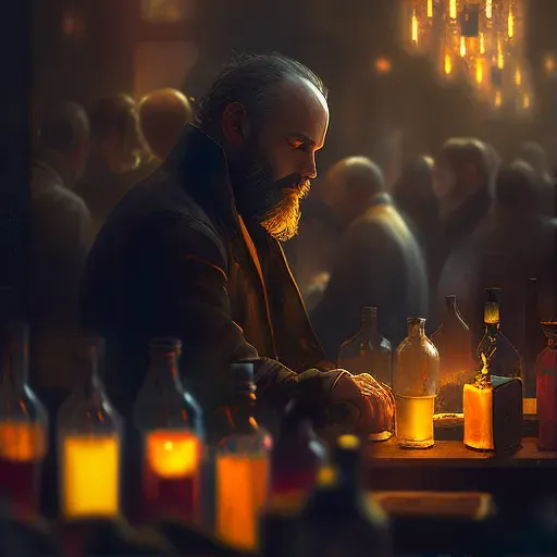 Prophet figure at colorful cocktail bar - Image 1