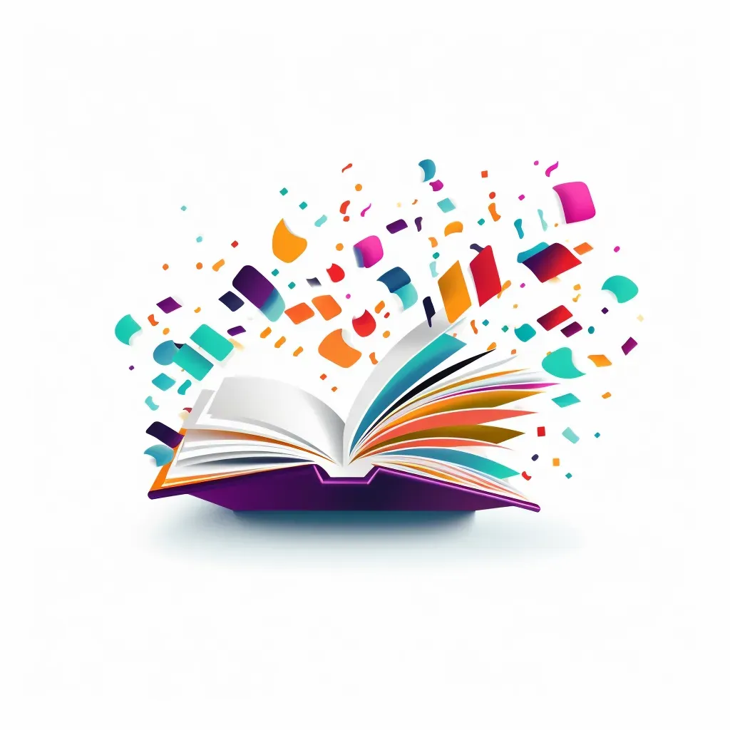 Multicolored books flying out of a notebook logo - Image 1