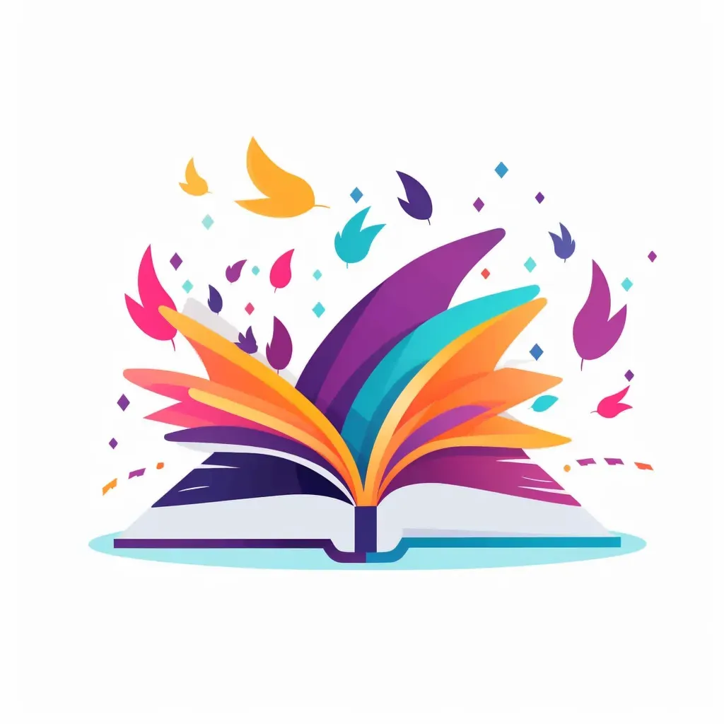 Multicolored books flying out of a notebook logo - Image 2