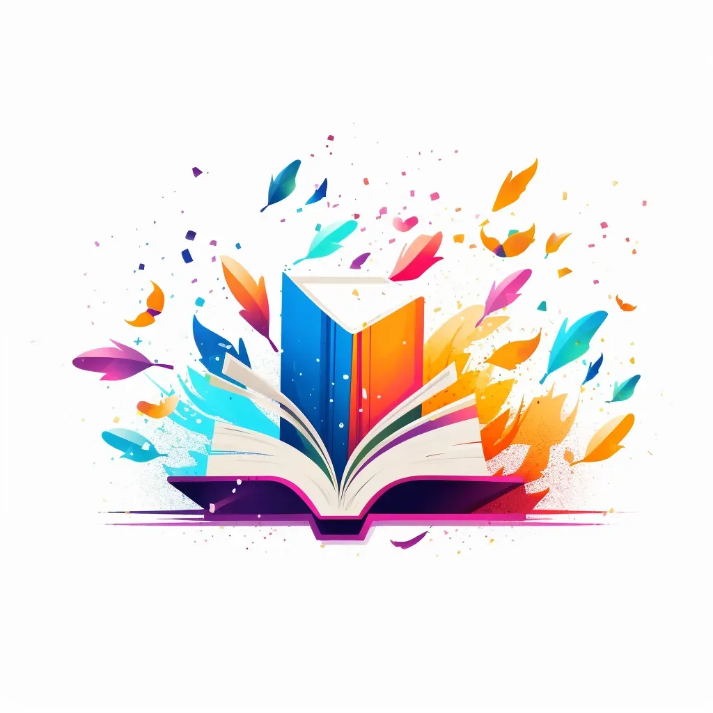 Multicolored books flying out of a notebook logo - Image 4