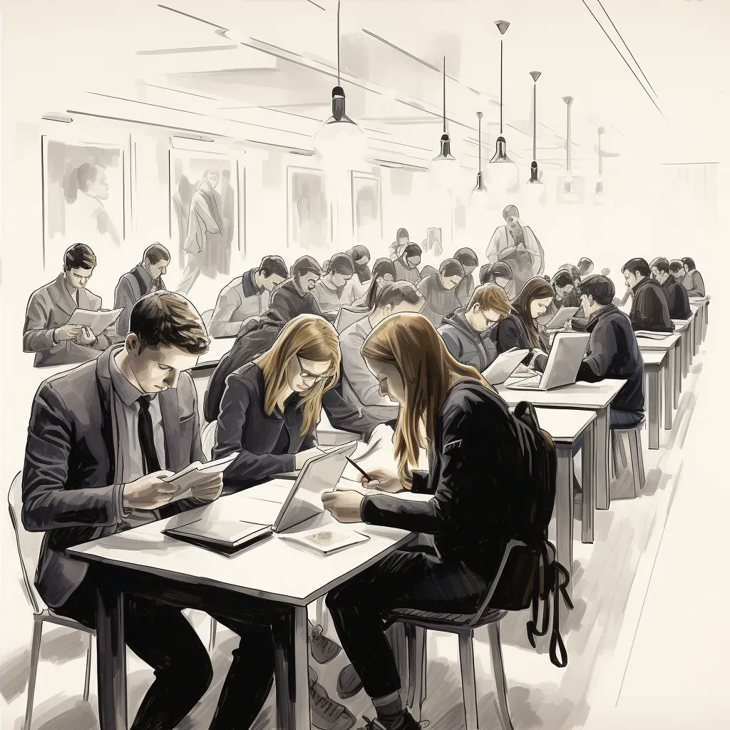 Modern classroom scene with students using tablets instead of traditional textbooks - Image 4