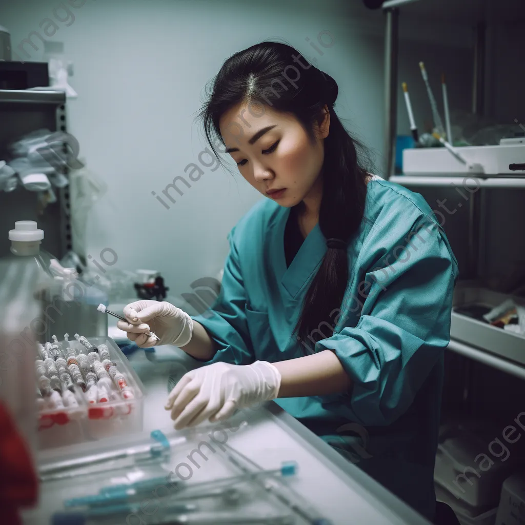 A nurse preparing a syringe in a well-organized clinic room. - Image 3