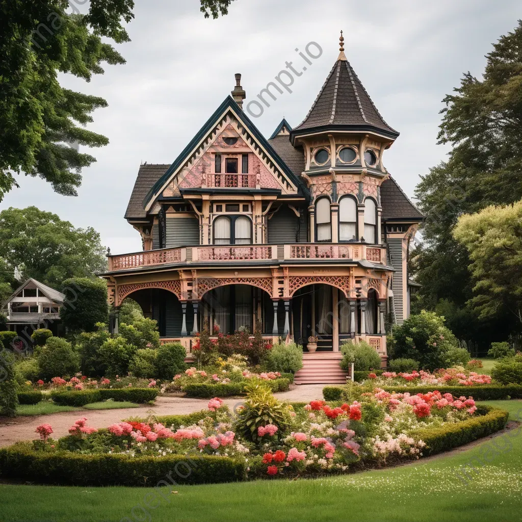 Quaint Victorian mansion with colorful gabled roofs - Image 1