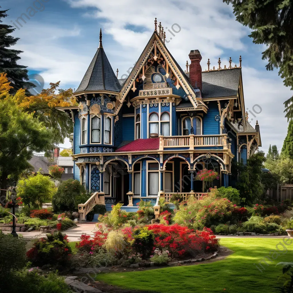 Quaint Victorian mansion with colorful gabled roofs - Image 2