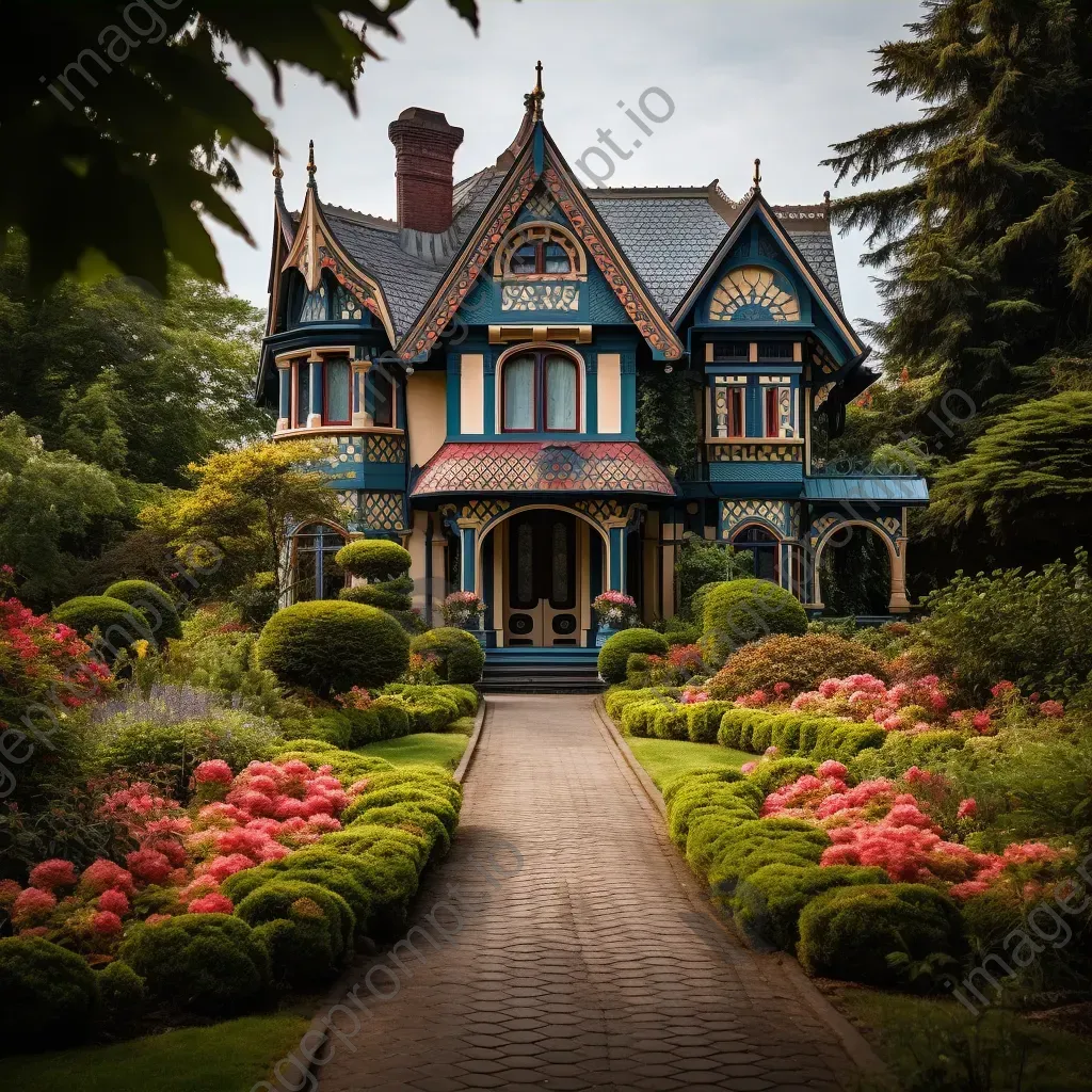 Quaint Victorian mansion with colorful gabled roofs - Image 3