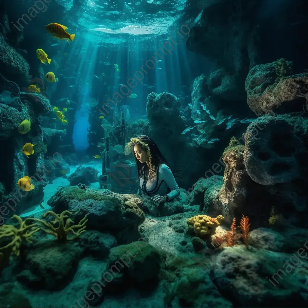 Underwater kingdom with mermaids and coral reefs - Image 1