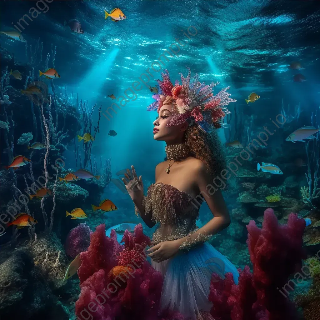 Underwater kingdom with mermaids and coral reefs - Image 4