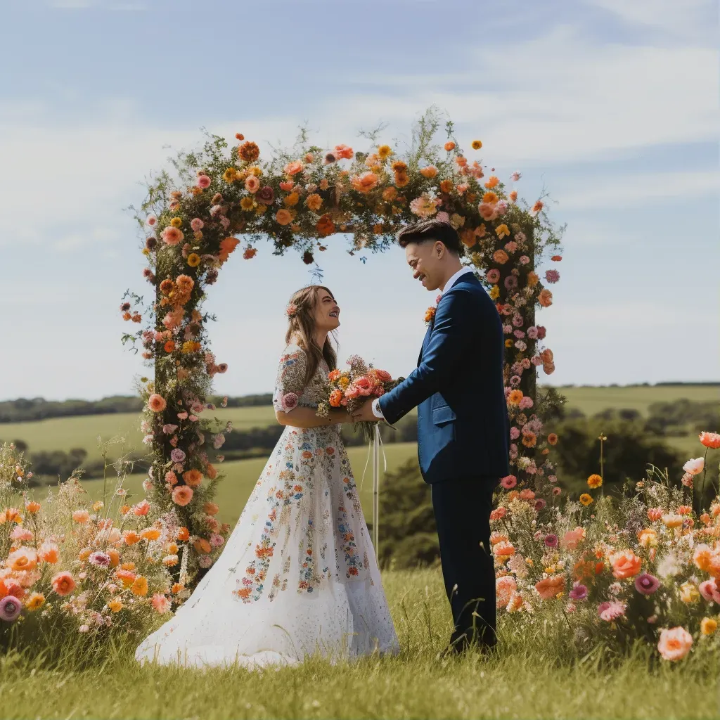 Wedding ceremony wildflower field - Image 1