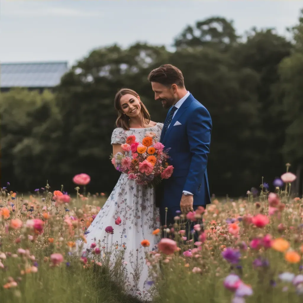 Wedding ceremony wildflower field - Image 4