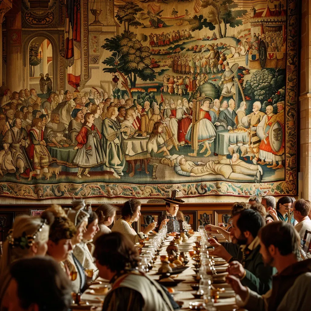 Renaissance royal banquet tapestry - Image 1