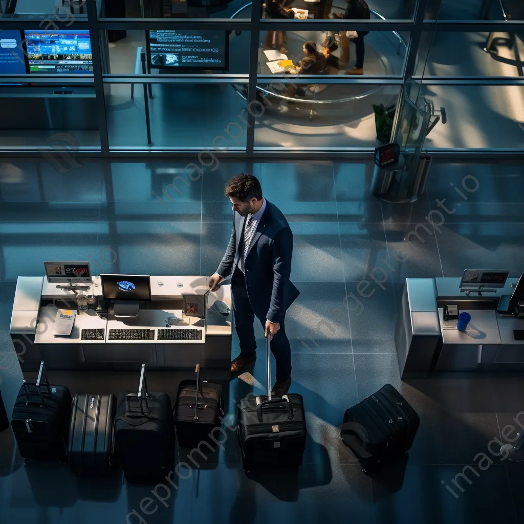 A business traveler checking in at an airport kiosk - Image 2