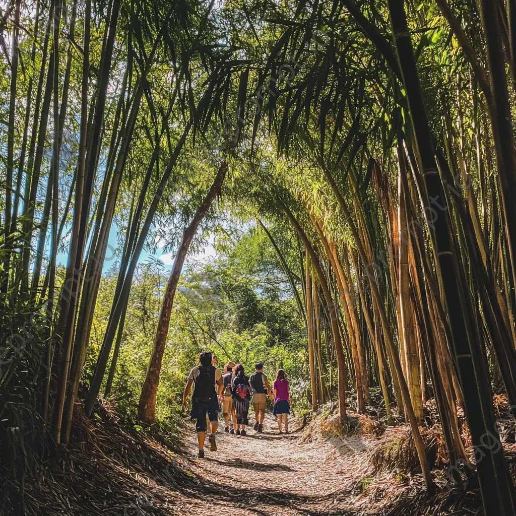 Tourists walking through a bamboo grove - Image 4