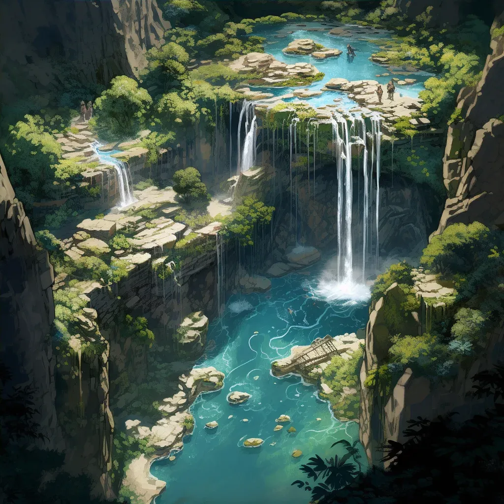 Aerial view of a majestic waterfall cascading into a turquoise pool - Image 4