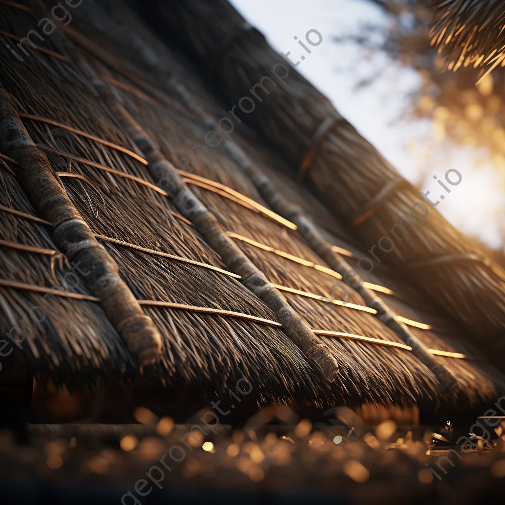 Close-up of a thatched roof showing weaving details - Image 2