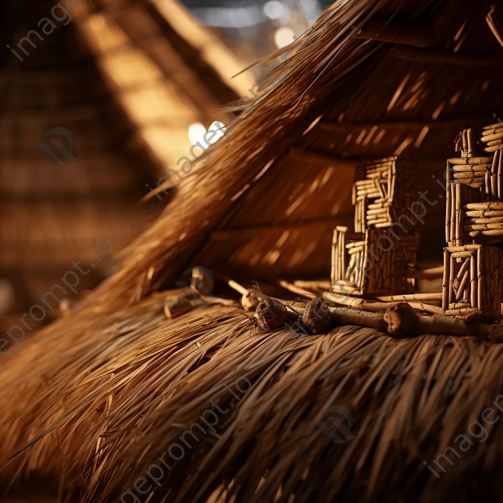 Close-up of a thatched roof showing weaving details - Image 4