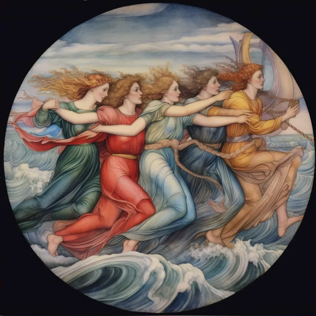 Sea nymphs dancing on waves under a rainbow - Image 2