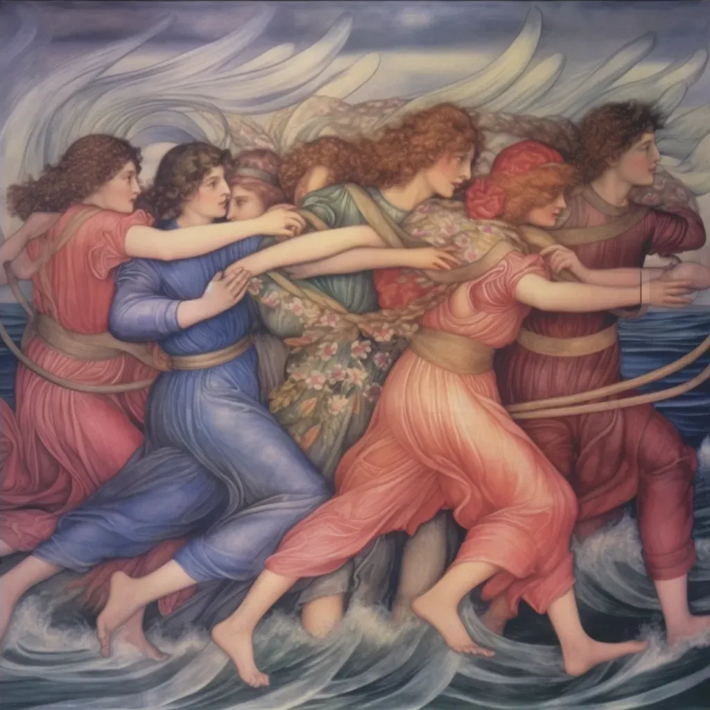 Sea nymphs dancing on waves under a rainbow - Image 4