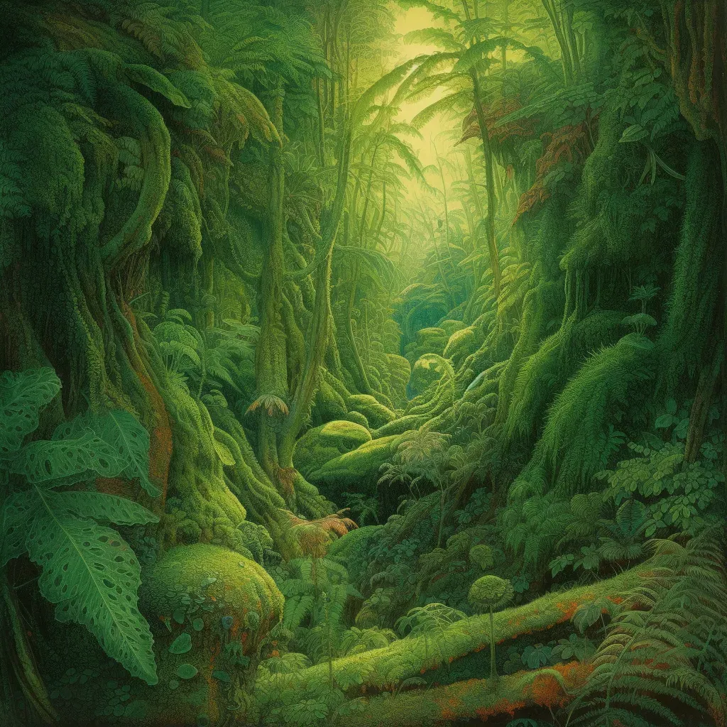 Lush fern gully covered in vibrant green moss - Image 2