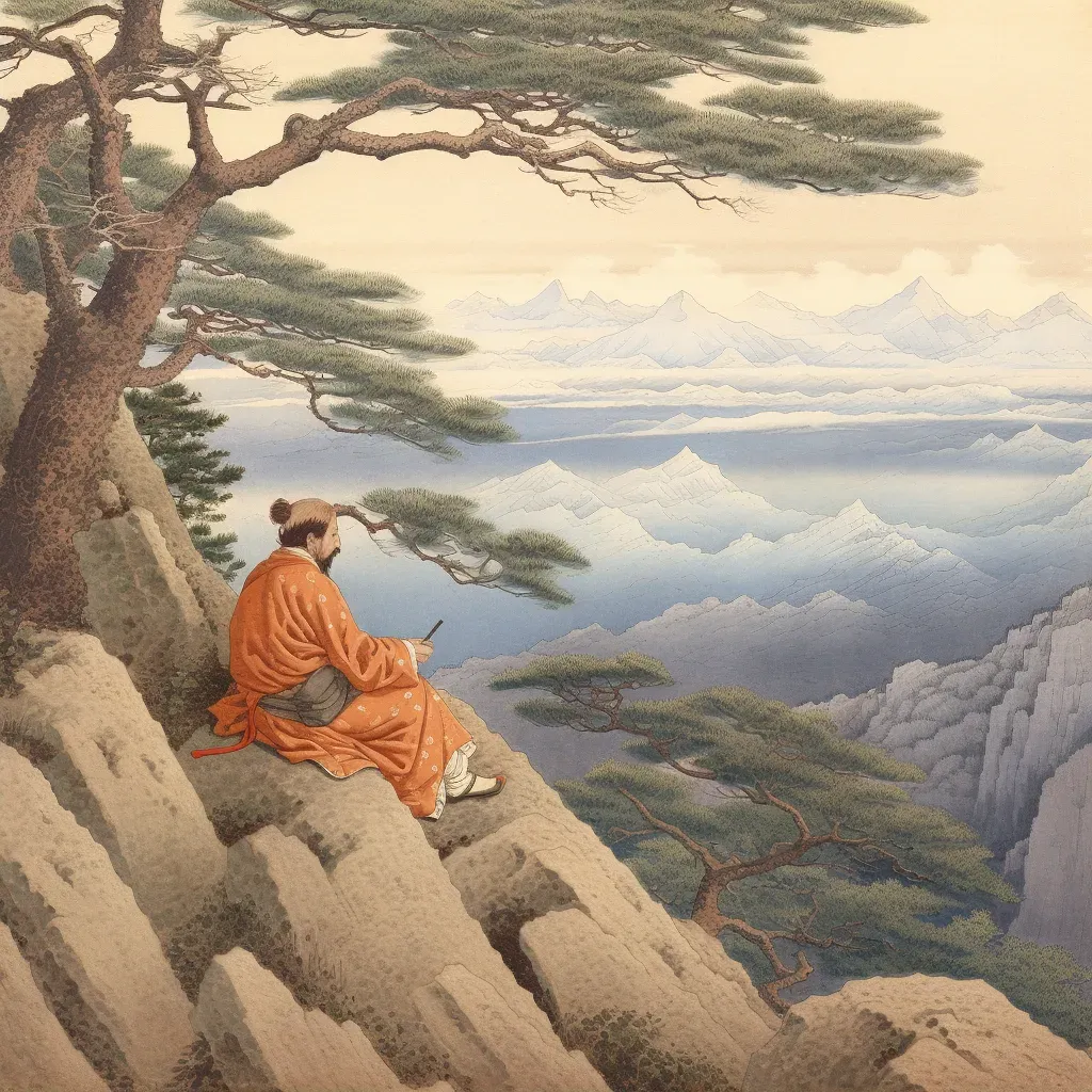 Hiker Resting at Cliff Overlooking Valley - Image 2