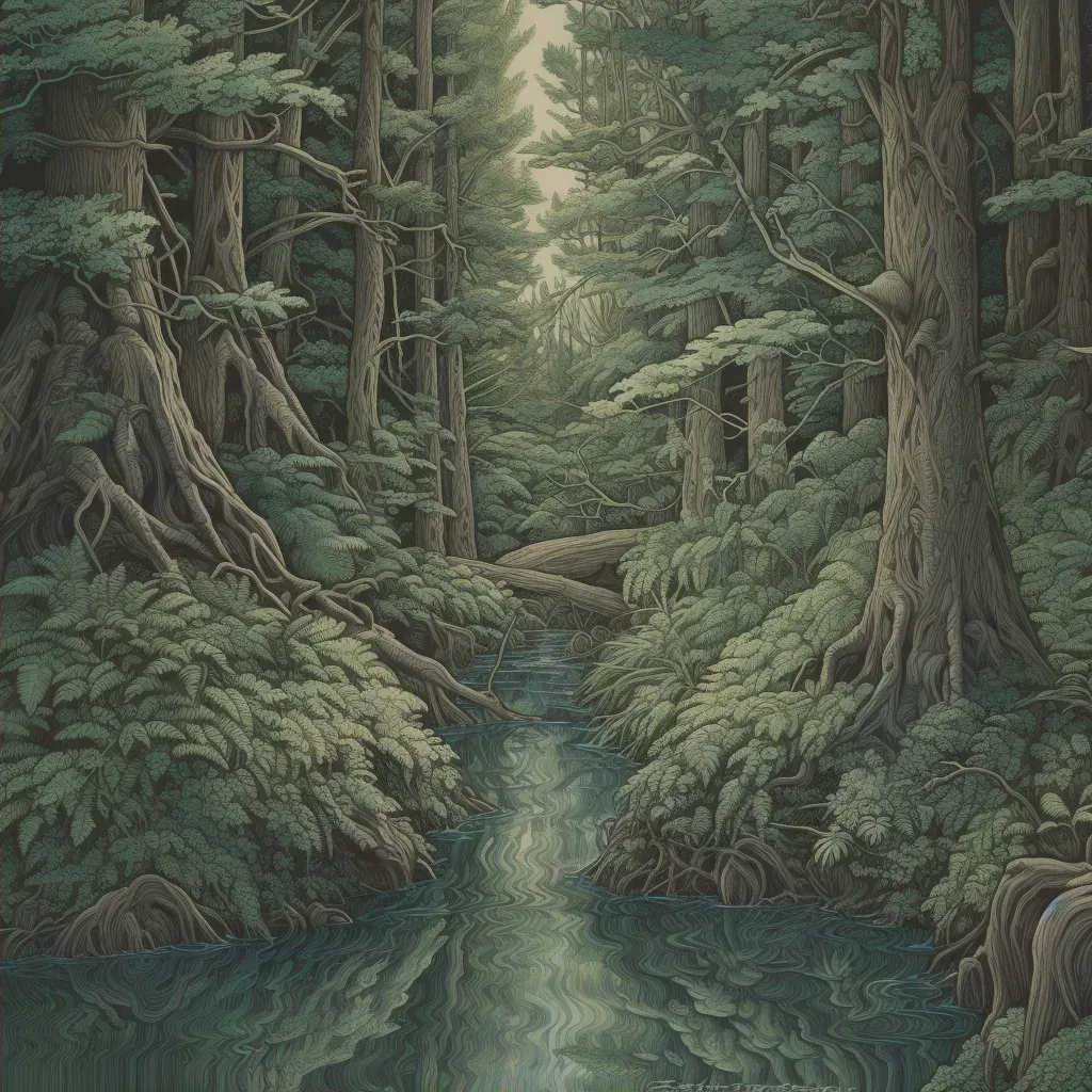 Calm river flow through dense forest - Image 2