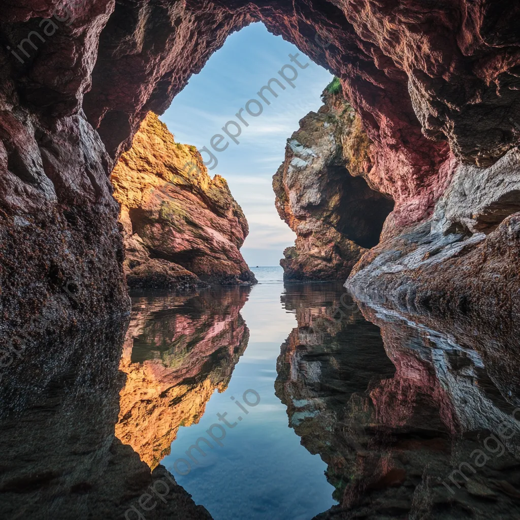 Morning light filtering through coastal caves - Image 1