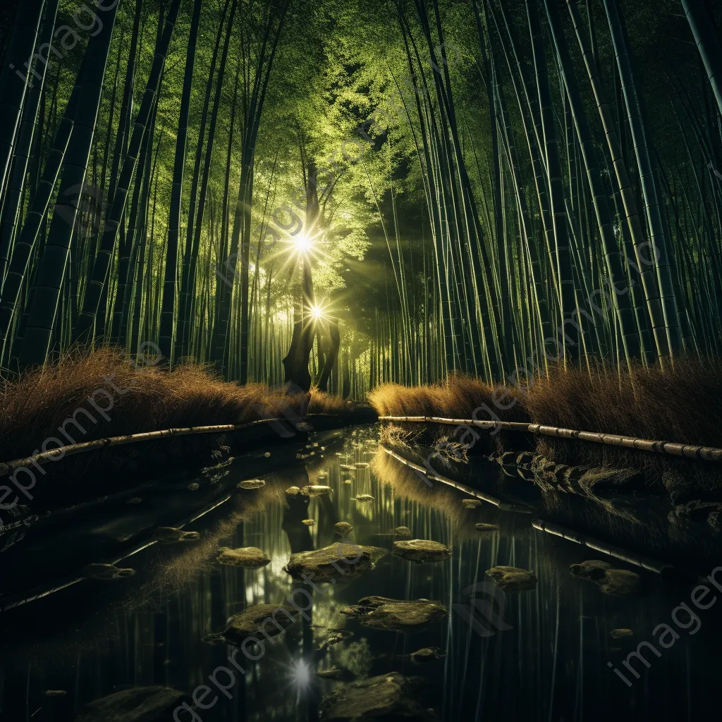 Bamboo forest illuminated by moonlight - Image 1