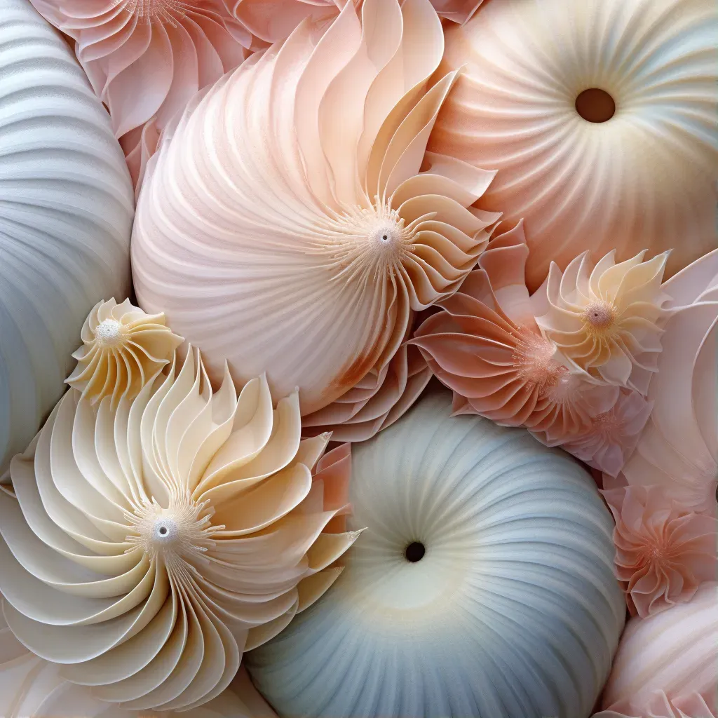 Close-up image of a spiral seashell texture with subtle color variations - Image 1