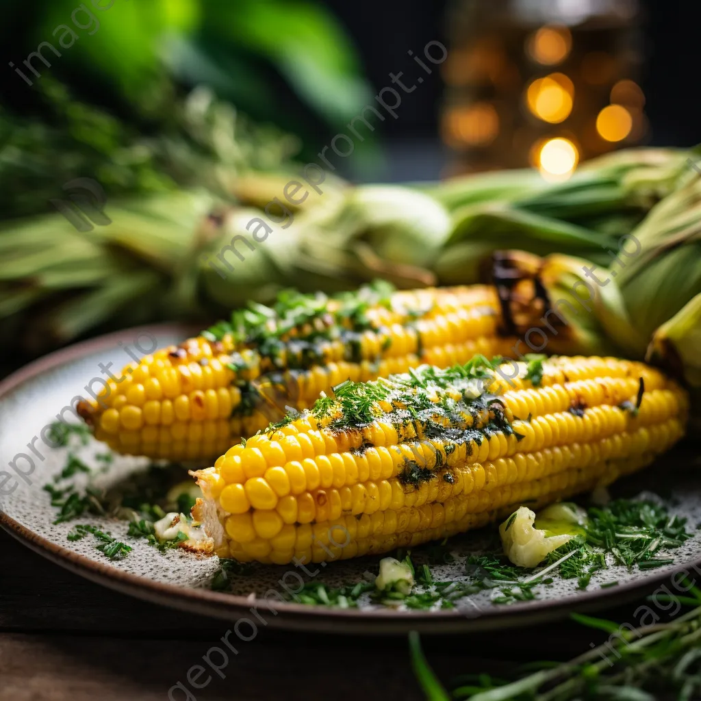 Close-up of grilled corn on the cob with herb butter - Image 4