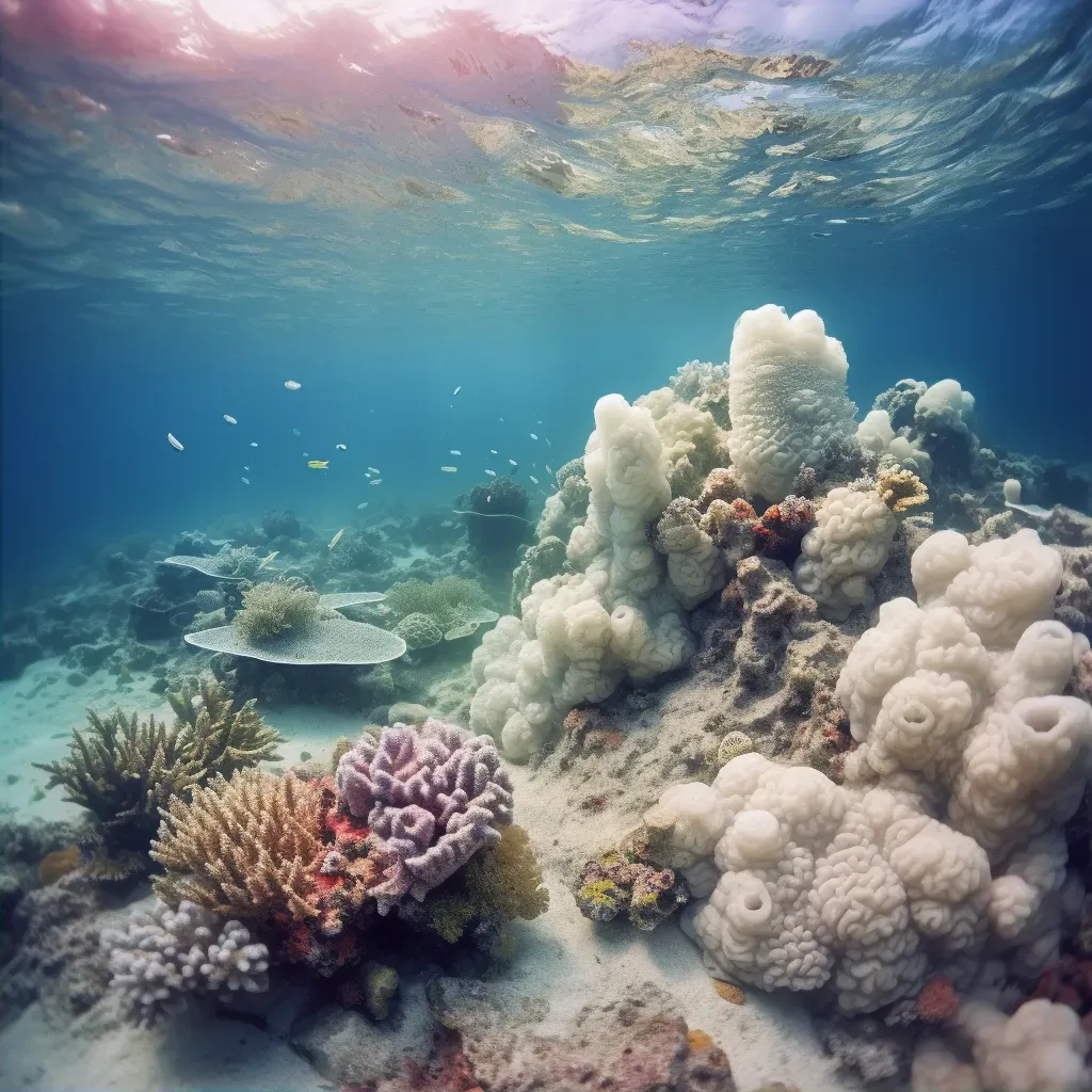 Coral reef bleaching in ocean, showing the impact of acidification - Image 2